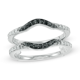 0.30 CT. T.W. Enhanced Black and White Diamond Contour Solitaire Enhancer in 10K White Gold
