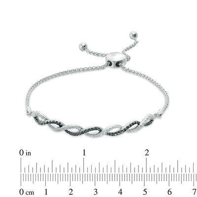 0.50 CT. T.W. Enhanced Black and White Diamond Intertwined Bolo Bracelet in Sterling Silver - 8.75"