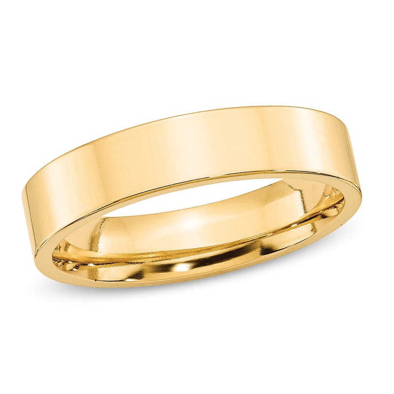 Men's 5.0mm Flat Square-Edged Comfort Fit Wedding Band in 14K Gold|Peoples Jewellers