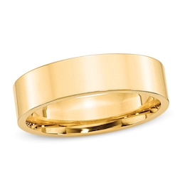 6.0mm Flat Square-Edged Comfort Fit Wedding Band in 14K Gold