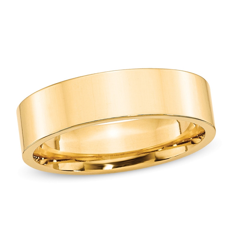 Men's 6.0mm Flat Square-Edged Comfort Fit Wedding Band in 14K Gold|Peoples Jewellers