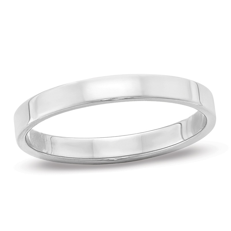 Ladies' 3.0mm Flat Square-Edged Wedding Band in 14K White Gold|Peoples Jewellers