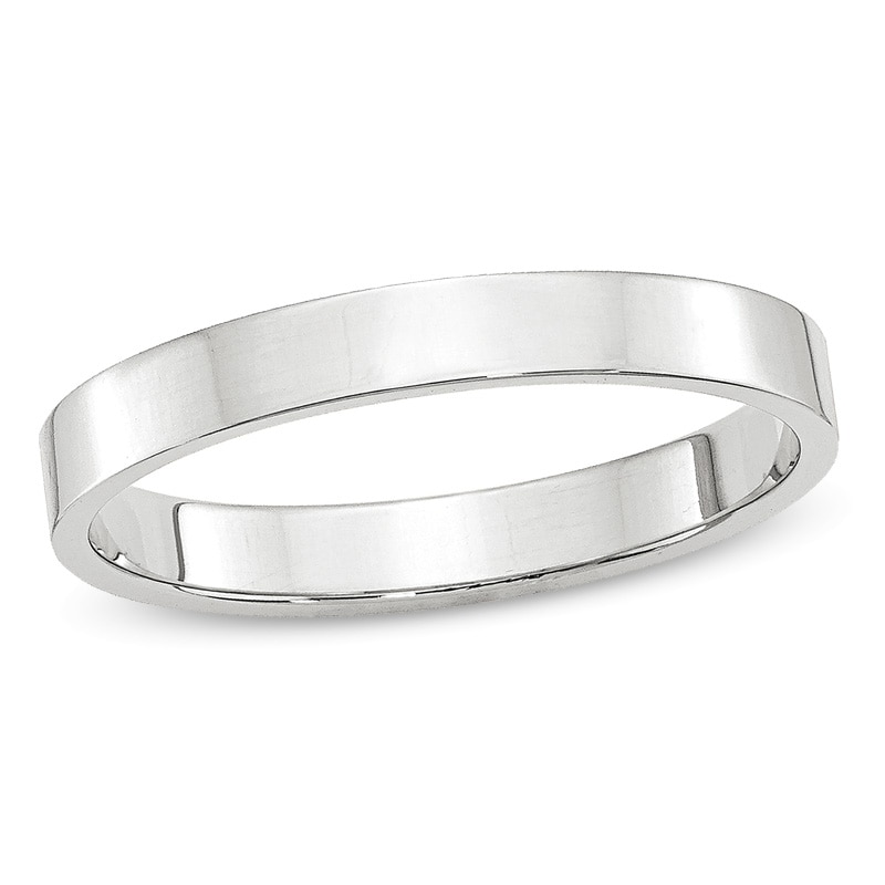 Men's 3.0mm Flat Square-Edged Wedding Band in 14K White Gold|Peoples Jewellers