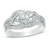 Thumbnail Image 0 of 0.45 CT. T.W. Diamond Crossover Bridal Set in 10K White Gold