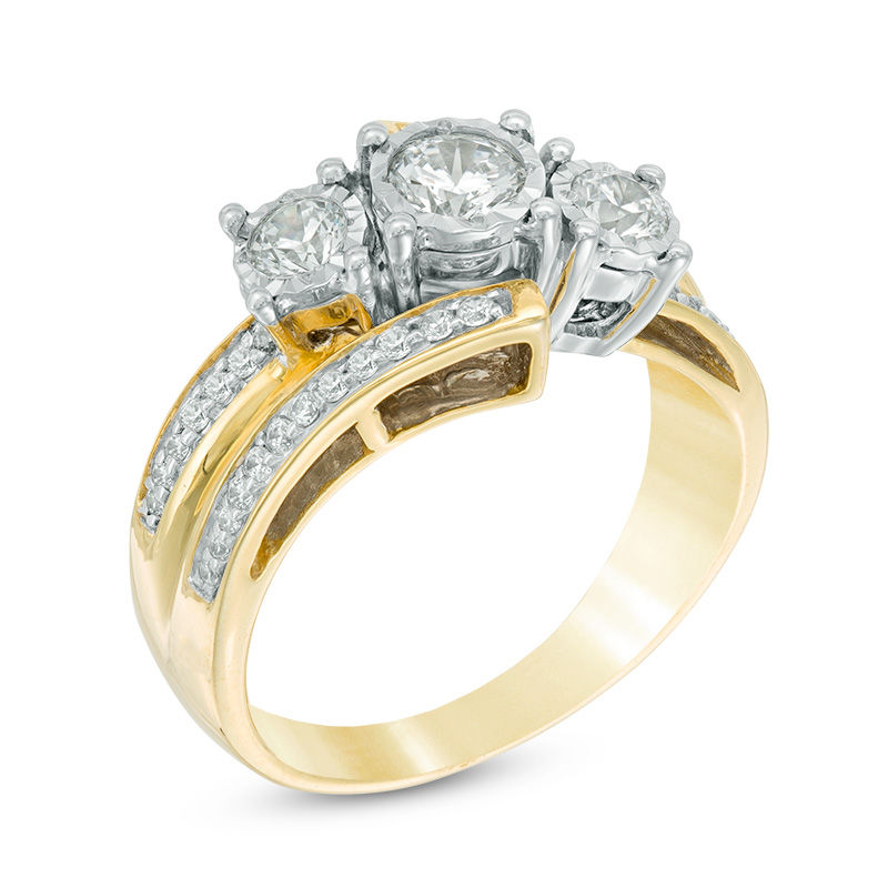 0.75 CT. T.W. Diamond Past Present FutureÂ® Three Stone Bypass Engagement Ring in 10K Gold