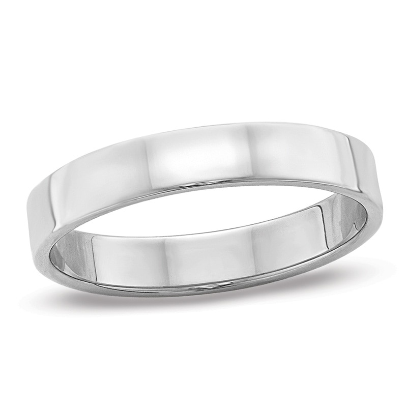 Ladies' 4.0mm Flat Square-Edged Wedding Band in 14K White Gold