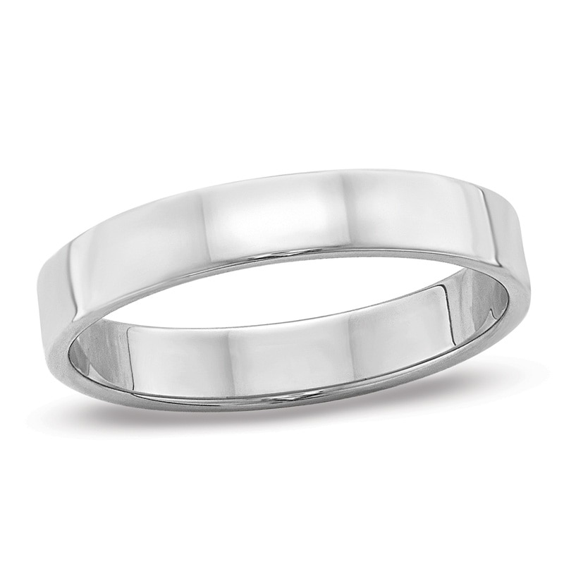 Ladies' 4.0mm Flat Square-Edged Wedding Band in 14K White Gold ...