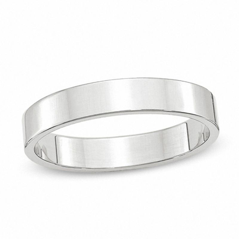 Men's 4.0mm Flat Square-Edged Wedding Band in 14K White Gold