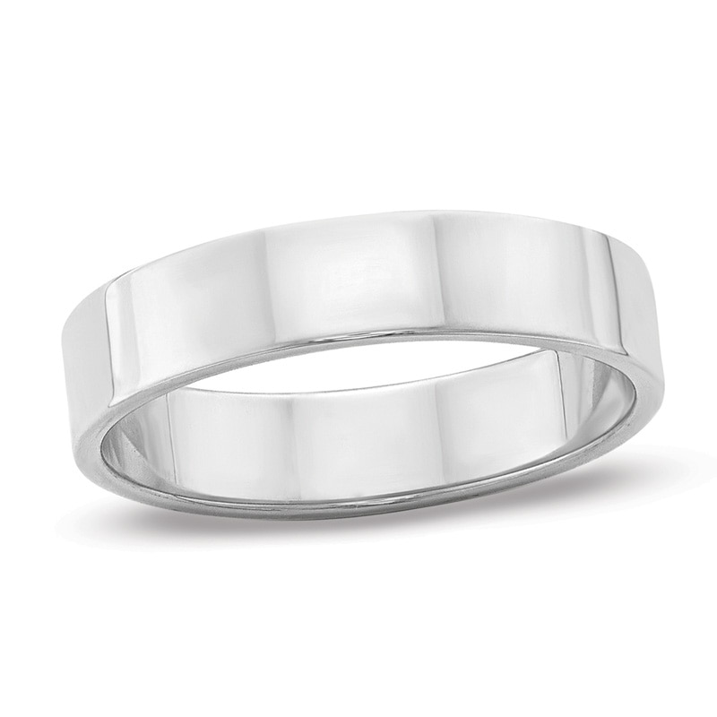 Ladies' 5.0mm Flat Square-Edged Wedding Band in 14K White Gold|Peoples Jewellers