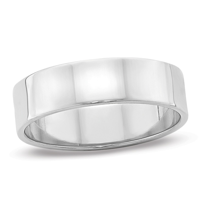 Ladies' 6.0mm Flat Square-Edged Wedding Band in 14K White Gold