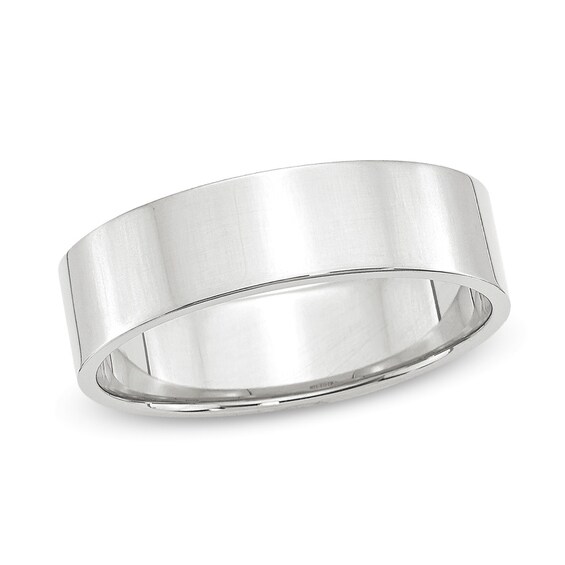 Men's 6.0mm Flat Square-Edged Wedding Band in 14K White Gold Men's 6.0mm Flat Square-Edged Wedding Band in 14K White Gold