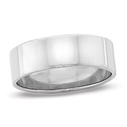 7.0mm Flat Square-Edged Wedding Band in 14K White Gold