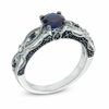 Thumbnail Image 2 of 6.0mm Lab-Created Blue Sapphire and 0.10 CT. T.W. Diamond Bridal Set in 10K White Gold