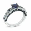 Thumbnail Image 3 of 6.0mm Lab-Created Blue Sapphire and 0.10 CT. T.W. Diamond Bridal Set in 10K White Gold