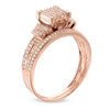 Thumbnail Image 1 of 0.33 CT. T.W. Multi-Diamond Square Double Collar Bridal Set in 10K Rose Gold