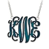 Thumbnail Image 0 of Enamel Scroll Monogram Necklace in Sterling Silver (1 colour and 3 Initials)