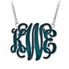 Thumbnail Image 0 of Enamel Scroll Monogram Necklace in Sterling Silver (1 colour and 3 Initials)
