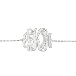 Scroll Monogram Bracelet in Sterling Silver (3 Initials) - 7.5&quot;