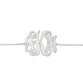 Scroll Monogram Bracelet in Sterling Silver (3 Initials) - 7.5"