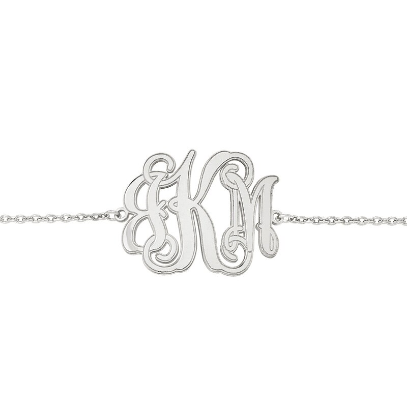 Sterling Silver Monogram Bracelet - 3 Sizes 7.5 inch / Small