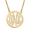 Thumbnail Image 0 of Scroll Monogram Circle Necklace in 10K Gold (3 Initials)