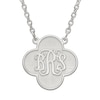 Clover Scroll Monogram Necklace in Sterling Silver (3 Initials)