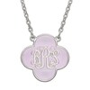 Thumbnail Image 1 of Enamel Clover Scroll Monogram Necklace in Sterling Silver (1 colour and 3 Initials)