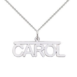 Block Name Bar Pendant in 10K White Gold (3-9 Characters)