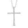 Thumbnail Image 1 of 0.18 CT. T.W. Diamond Cross Pendant in 10K White Gold