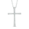 Thumbnail Image 0 of 0.18 CT. T.W. Diamond Cross Pendant in 10K White Gold