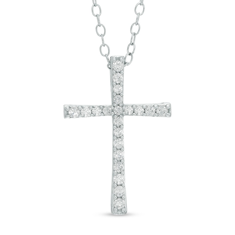 0.18 CT. T.W. Diamond Cross Pendant in 10K White Gold|Peoples Jewellers