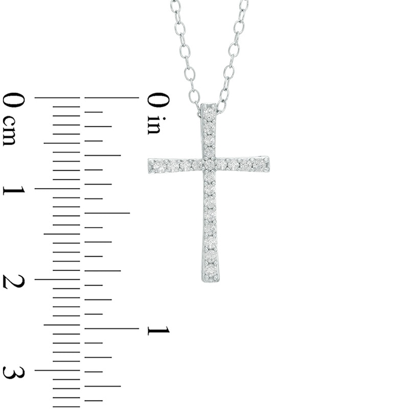 Main Image 2 of 0.18 CT. T.W. Diamond Cross Pendant in 10K White Gold