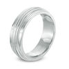 Thumbnail Image 1 of Men's 7.0mm Milgrain Multi-Groove Sterling Silver Wedding Band