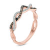 Thumbnail Image 1 of 0.15 CT. T.W. Champagne Enhanced and White Diamond Twist Band in 10K Rose Gold
