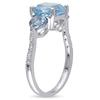 Thumbnail Image 1 of Blue Topaz and Diamond Accent Three Stone Ring in Sterling Silver