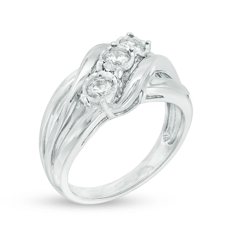 0.50 CT. T.W. Princess-Cut Diamond Past Present FutureÂ® Three Stone Engagement Ring in 10K White Gold