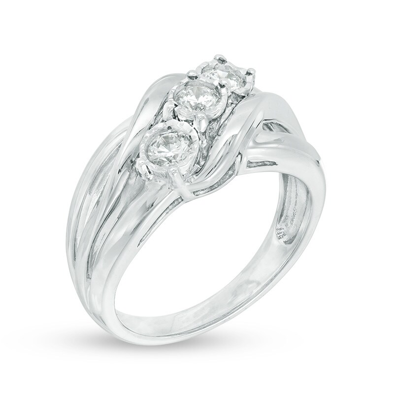 Main Image 2 of 0.50 CT. T.W. Princess-Cut Diamond Past Present Future® Three Stone Engagement Ring in 10K White Gold