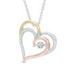Thumbnail Image 0 of Unstoppable Love™ 0.15 CT. T.W. Composite Diamond Tilted Heart Pendant in 10K Tri-Tone Gold