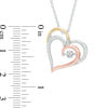 Thumbnail Image 1 of Unstoppable Love™ 0.15 CT. T.W. Composite Diamond Tilted Heart Pendant in 10K Tri-Tone Gold
