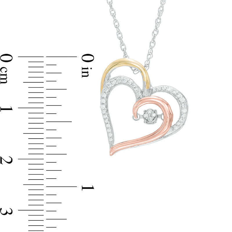 Unstoppable Love™ 0.15 CT. T.W. Composite Diamond Tilted Heart Pendant in 10K Tri-Tone Gold