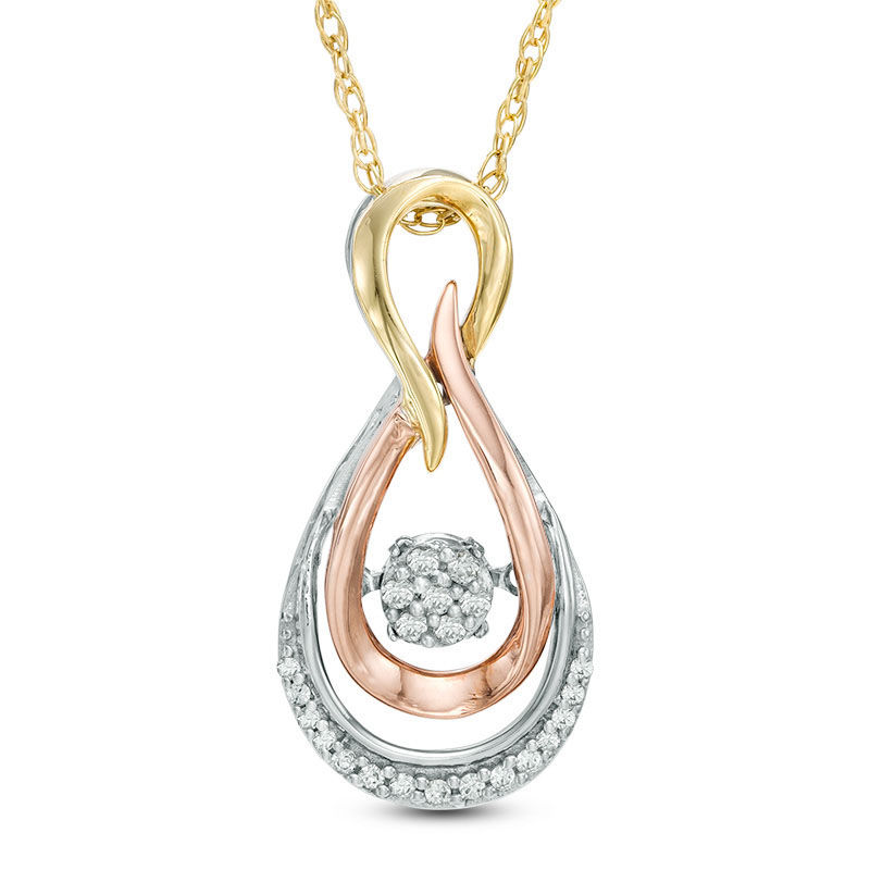 Unstoppable Love™ 0.09 CT. T.W. Composite Diamond Infinity Drop Pendant in 10K Tri-Tone Gold|Peoples Jewellers