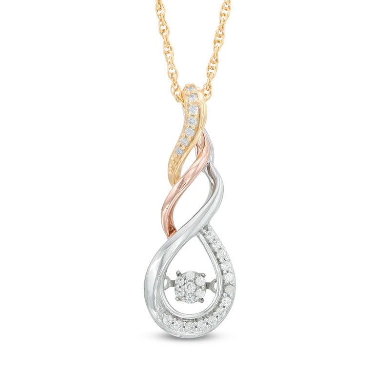 Unstoppable Love™ 0.11 CT. T.W. Composite Diamond Swirl Pendant in 10K Tri-Tone Gold|Peoples Jewellers
