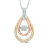 Thumbnail Image 0 of Unstoppable Love™ 0.15 CT. T.W. Composite Diamond Double Tear-Drop Pendant in 10K Tri-Tone Gold