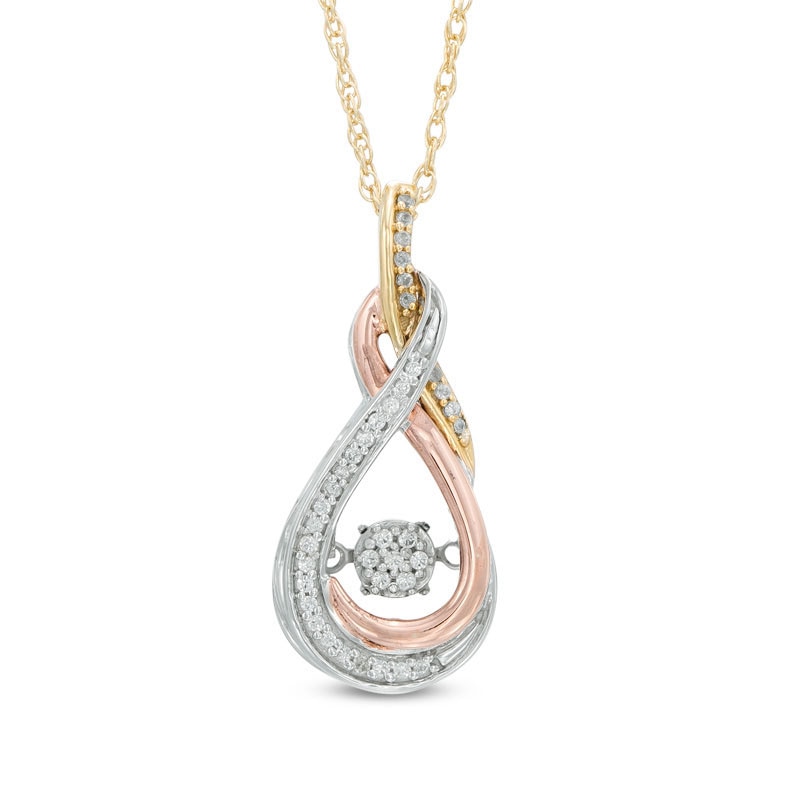 Unstoppable Love™ 0.15 CT. T.W. Composite Diamond Double Row Infinity Pendant in 10K Tri-Tone Gold