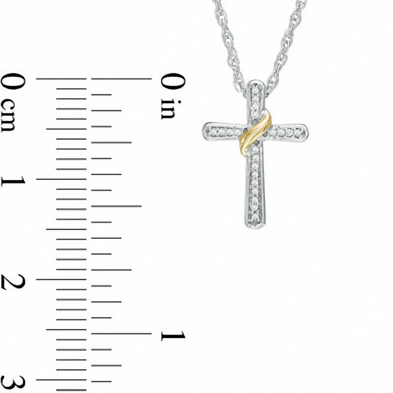 Main Image 2 of Diamond Accent Wrap Around Cross Pendant in 10K Two-Tone Gold