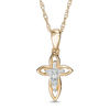 Thumbnail Image 1 of Diamond Accent Outlined Cross Pendant in 10K Gold