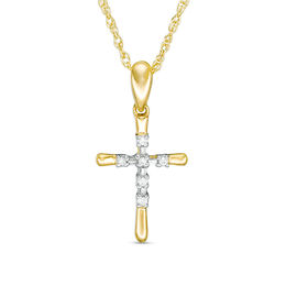 Diamond Accent Cross Pendant in 10K Gold