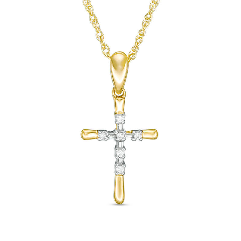 Diamond Accent Cross Pendant in 10K Gold|Peoples Jewellers