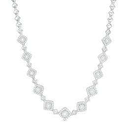 2.00 CT. T.W. Composite Diamond Cushion Frame Station Necklace in 10K White Gold