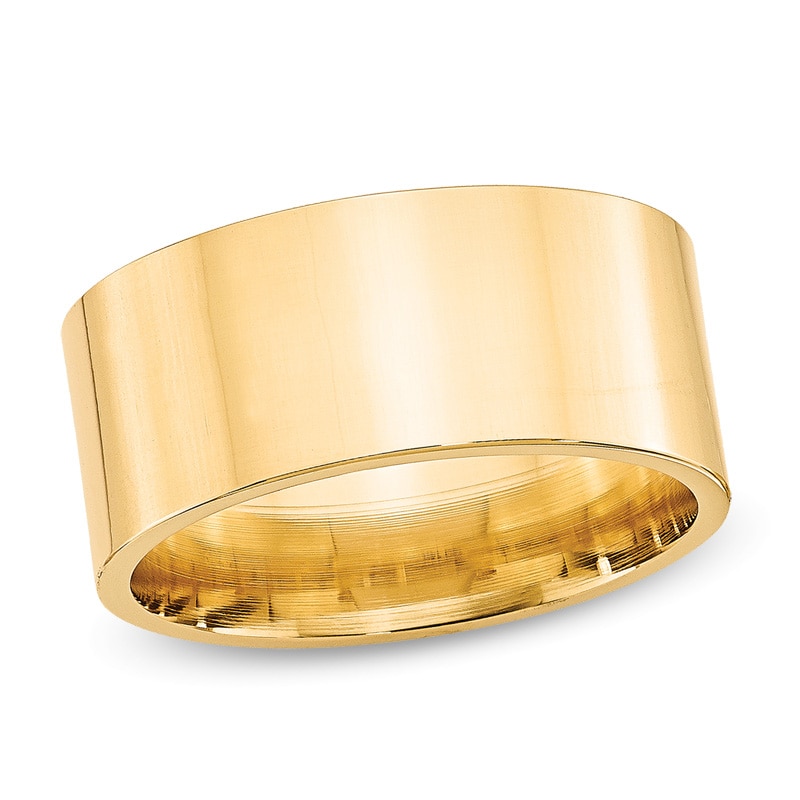 Men's 10.0mm Comfort-Fit Flat Wedding Band in 14K Gold|Peoples Jewellers